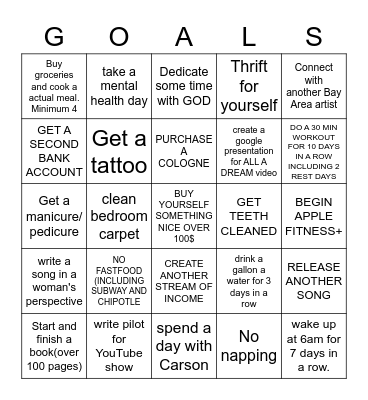 WINNER Bingo Card