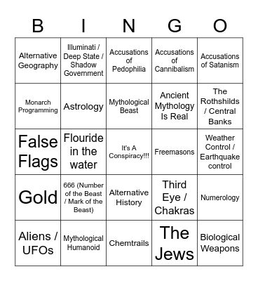 Conspiracy! Bingo Card