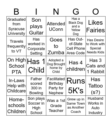 JUMPBUNCH COACH BINGO Card