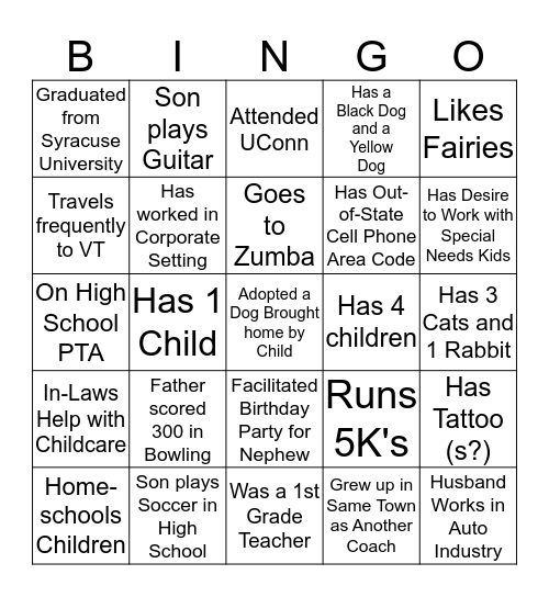 JUMPBUNCH COACH BINGO Card