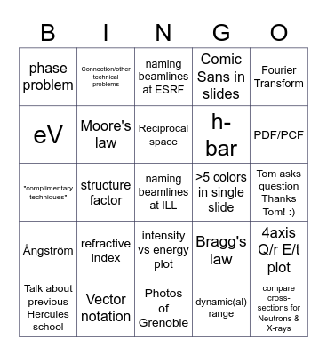 Hercules Bingo Card