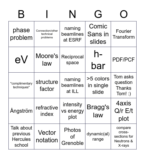 Hercules Bingo Card