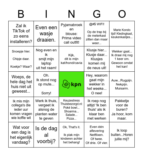 KPN THUISWERK Bingo Card