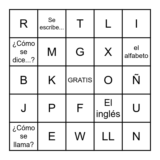 El alfabeto Bingo Card