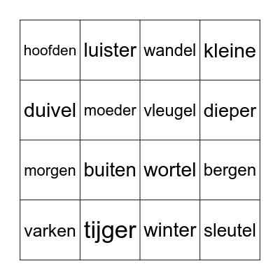 Woordpakket 17 Bingo Card