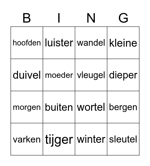 Woordpakket 17 Bingo Card
