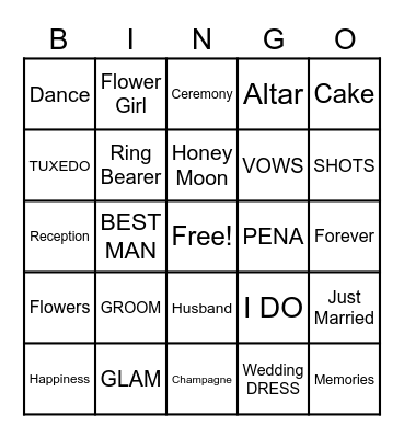 Issa A Wedding Bingo Card