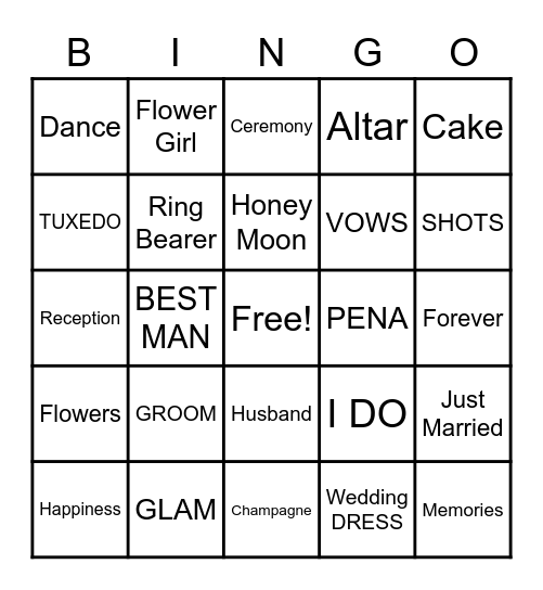 Issa A Wedding Bingo Card