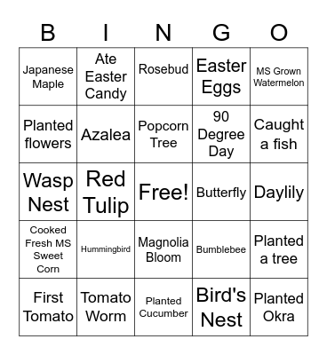 Warren County Master Gardener Bingo Card
