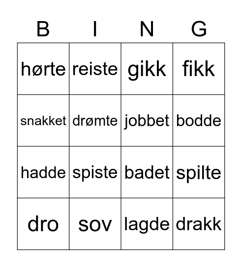 Vi elsker norsk :) Bingo Card