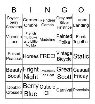 Jamberry Catalog Bingo Card