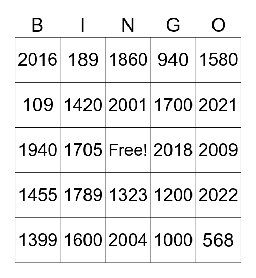 Nombres 100 - 2022 Bingo Card