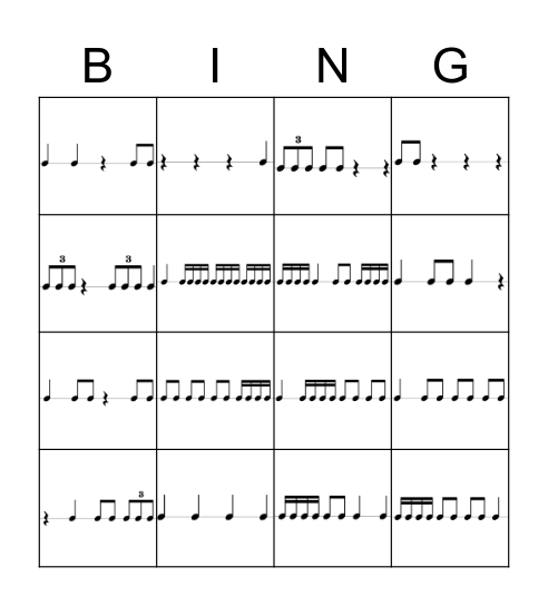 Music Bingo Card