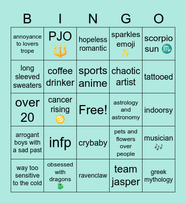 Cali's bingo Card