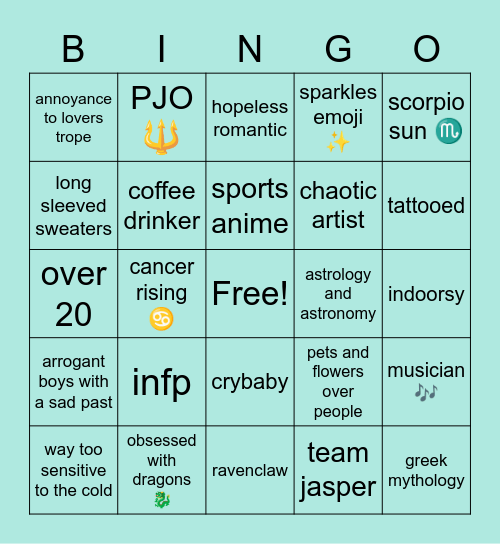 Cali's bingo Card