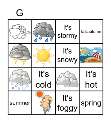 The weather Bingo Card
