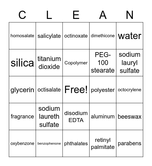 SPRING CLEAN UP EVENT Bingo Card