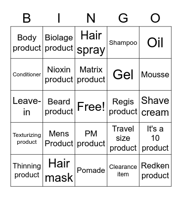 Supercuts Bingo Card