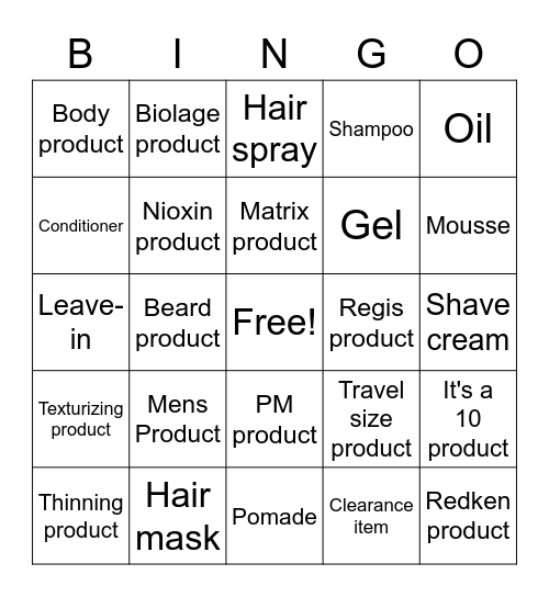 Supercuts Bingo Card