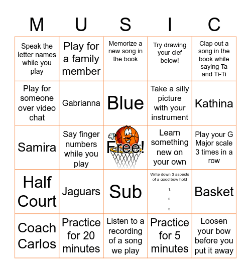 March Music Madness Bingo Card