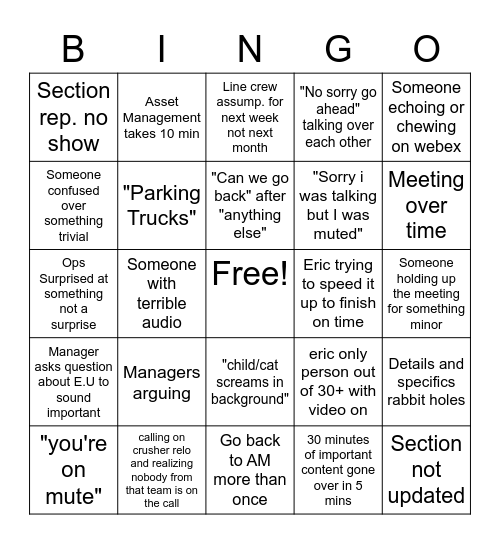 3M Assumptions Bingo Card