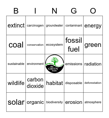 Green Team Bingo Card