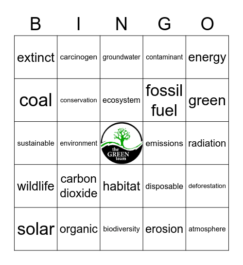 Green Team Bingo Card