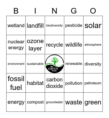 Green Team Bingo Card