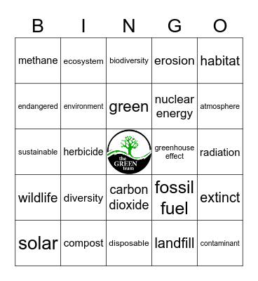 Green Team Bingo Card