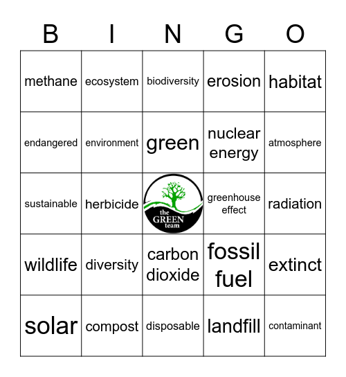 Green Team Bingo Card