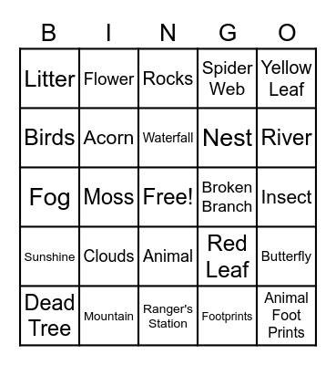 Gatlinburg Bingo Card