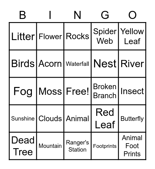 Gatlinburg Bingo Card