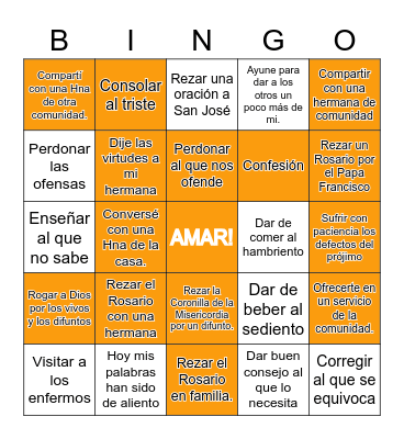 BINGO DE LA MISERICORDIA Bingo Card