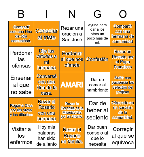 BINGO DE LA MISERICORDIA Bingo Card