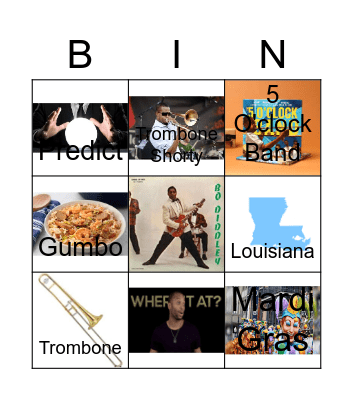 Trombone Shorty Bingo Card