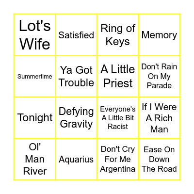 Inspirations Musical Theatre 2 Bingo Card