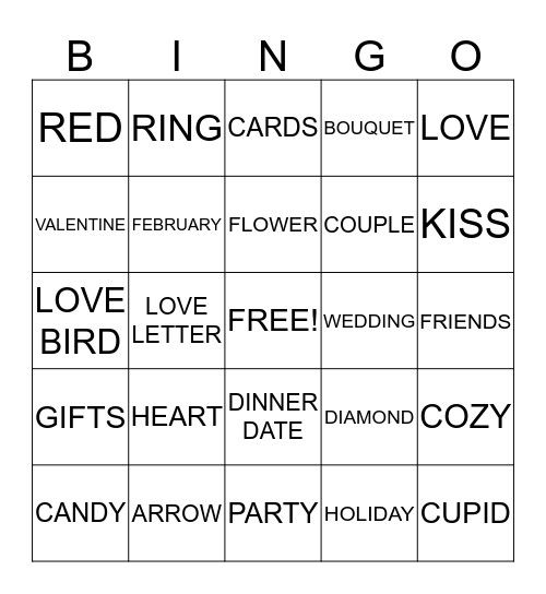 VALENTINES DAY Bingo Card