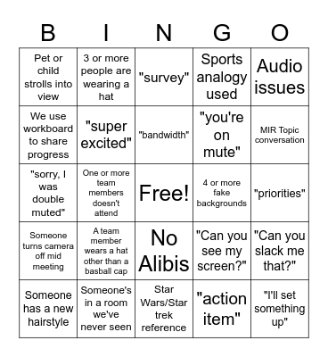 VMI Bingo Card