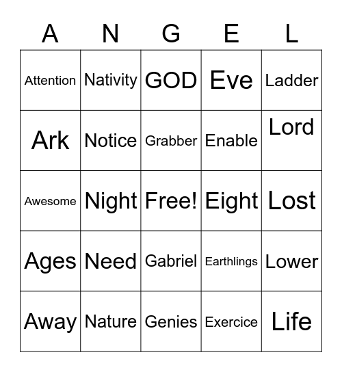 ANGEL Bingo Card