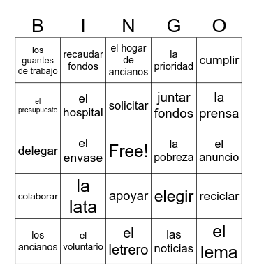 A3 2.1 Vocab Bingo Card
