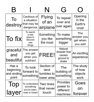 Vocabulary Bingo Card