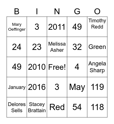 Morristown Manor and Cypress Run Bingo Card