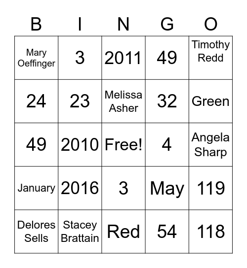 Morristown Manor and Cypress Run Bingo Card