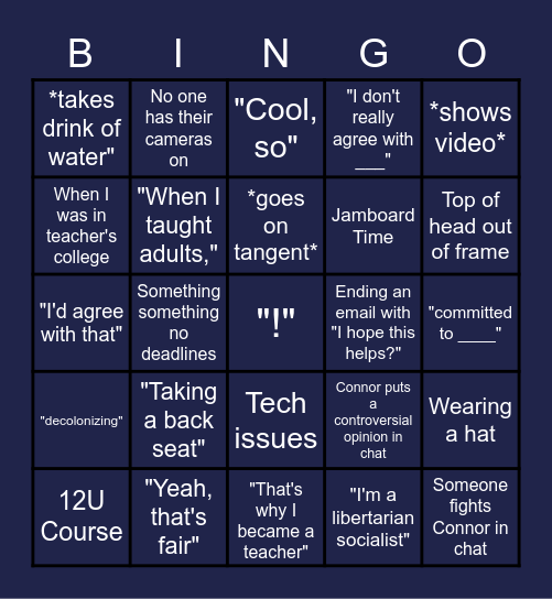 Monis Bingo Card