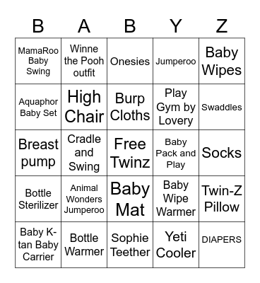 TWIN BABYS FOR LARRY AND PHU Bingo Card