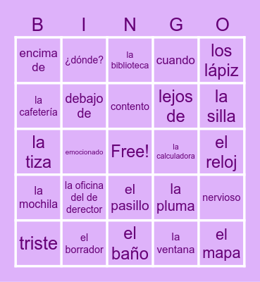 2.2 Vocabulario Bingo Card