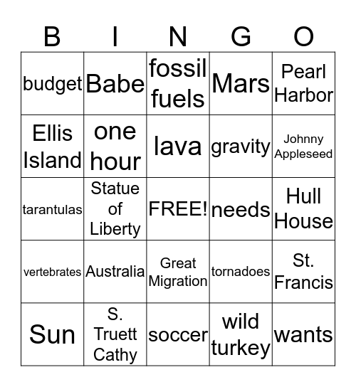 Untitled Bingo Card
