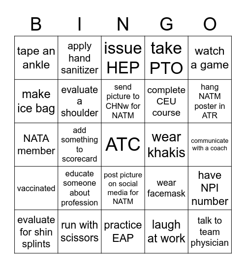 NATM Bingo Card