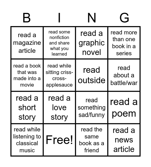 D.E.A.R Day Bingo Card