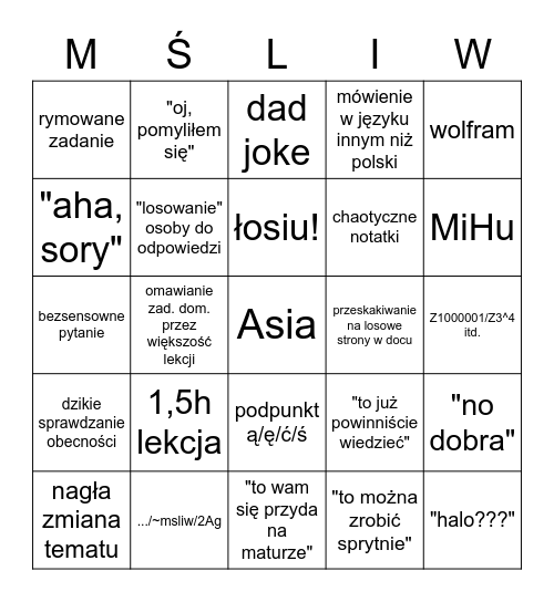 Śliwkowe bingo Card